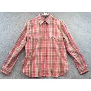 Lauren Ralph Lauren Shirt Size Large Plaid Pink White Brown  Button Up Womens‎